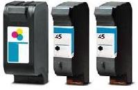 Remanufactured HP 78 (C6578AE) High Capacity Colour 38ml and 2 x Remanufactured HP 45 (51645AE) High Capacity Black 42ml Ink Cartridges